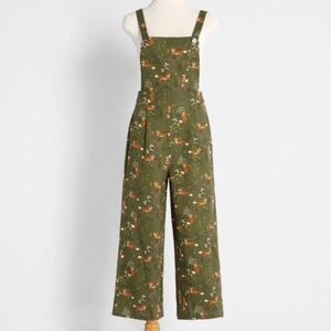 SOLD! DO NOT BUY! Modcloth x Princess Highway Green Fox Print Overalls